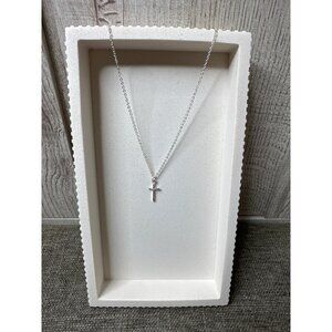 Cross Pendant Silver Tone Necklace with Delicate Chain Fashion Women Jewelry